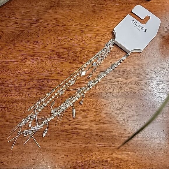NWT Guess fringe and crystal layered necklace set - Picture 3 of 6